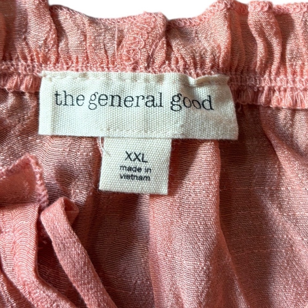 The General Good Stitchfix Coral Light Pink Eyelet Lace Peasant Blouse XXL NWOT - Picture 6 of 9